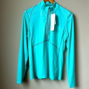 CUTTER & BUCK NWT teal w/ black stitching, long sleeved, athletic top size XL